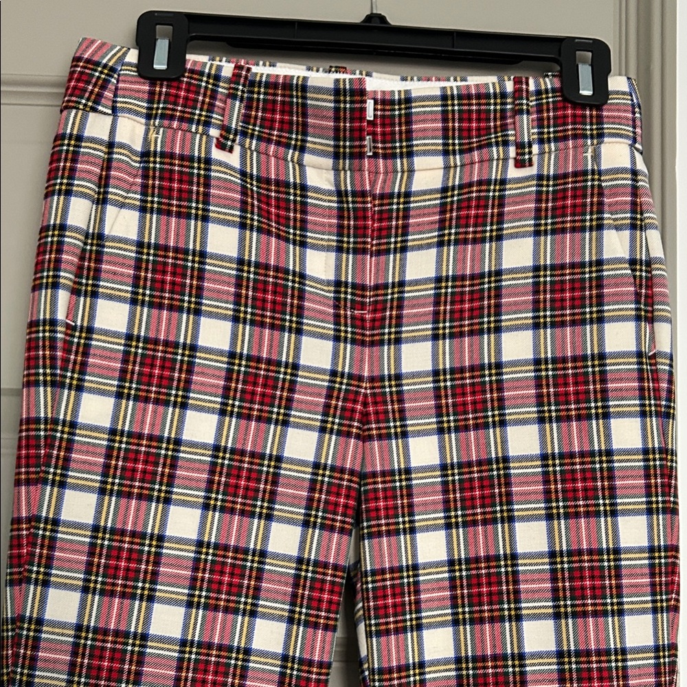 J. Crew Women's Plaid Ankle Pants - Red, Blue, White